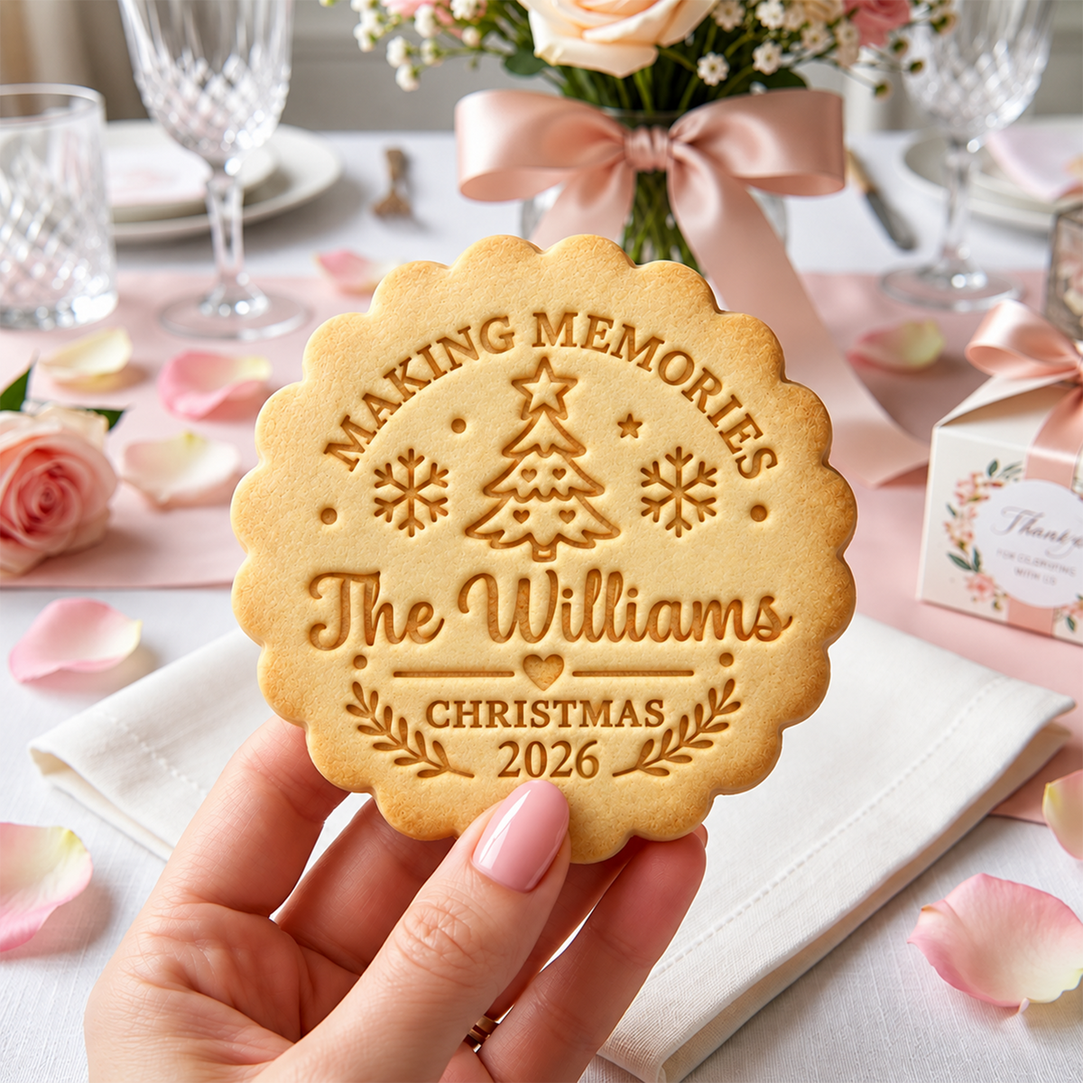 Personalized Family Name Making Memories Christmas Cookie Stamp, Holiday Baker Gift HO82 904124