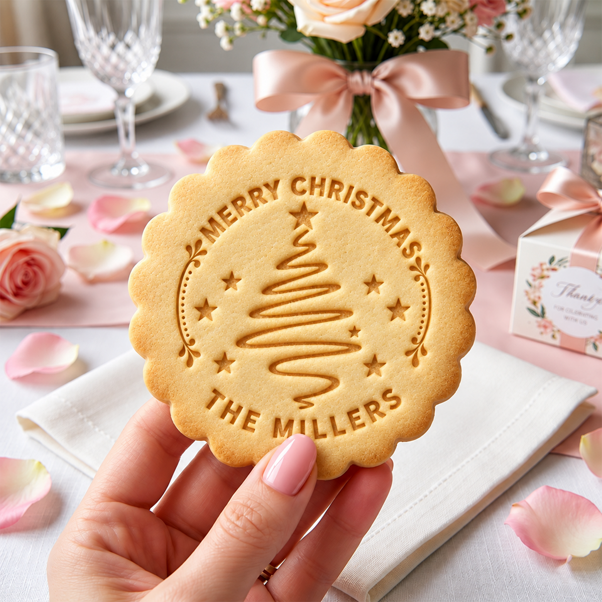 Personalized Family Name Xmas Tree Merry Christmas Cookie Stamp, Holiday Baker Gift HO82 904116