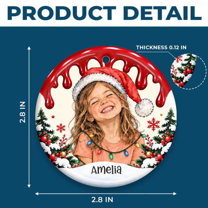 Custom Photo Christmas Gifts for Kids - Personalized Ceramic Ornament
