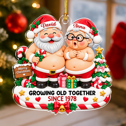 Custom Funny Growing Old Together Acrylic Couple Christmas Ornament Gift For Husband, Wife LM32 670187