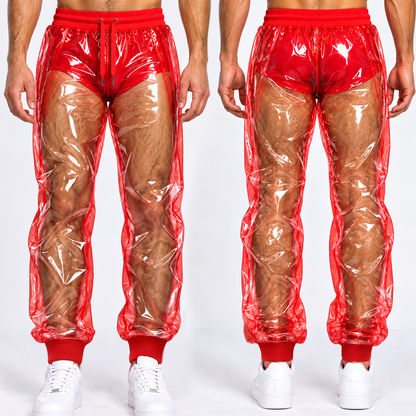 Personalized Funny Hairy Legs Men's Red See Through Sweatpants HO82 904136
