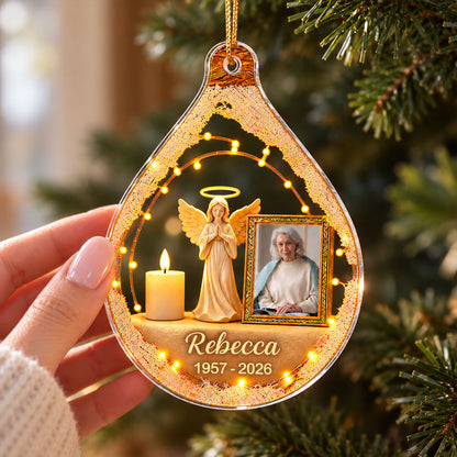 Your Light Still Shines Photo Memorial - Personalized Acrylic Ornament - Mom Loss Gift, Dad Memorial Gift, In Loving Memory Keepsake, Sympathy Gift