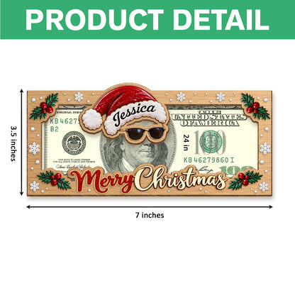 Funny Customized Christmas Santa Cash Wood Money Holder Gift Box For Holiday CH07 180872