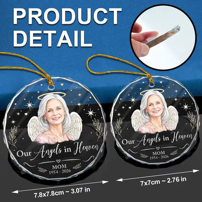 Sympathy Christmas Gift For Loss Of Dad - Personalized Custom Photo Watercolor Your Wings Were Ready Glass Ornament