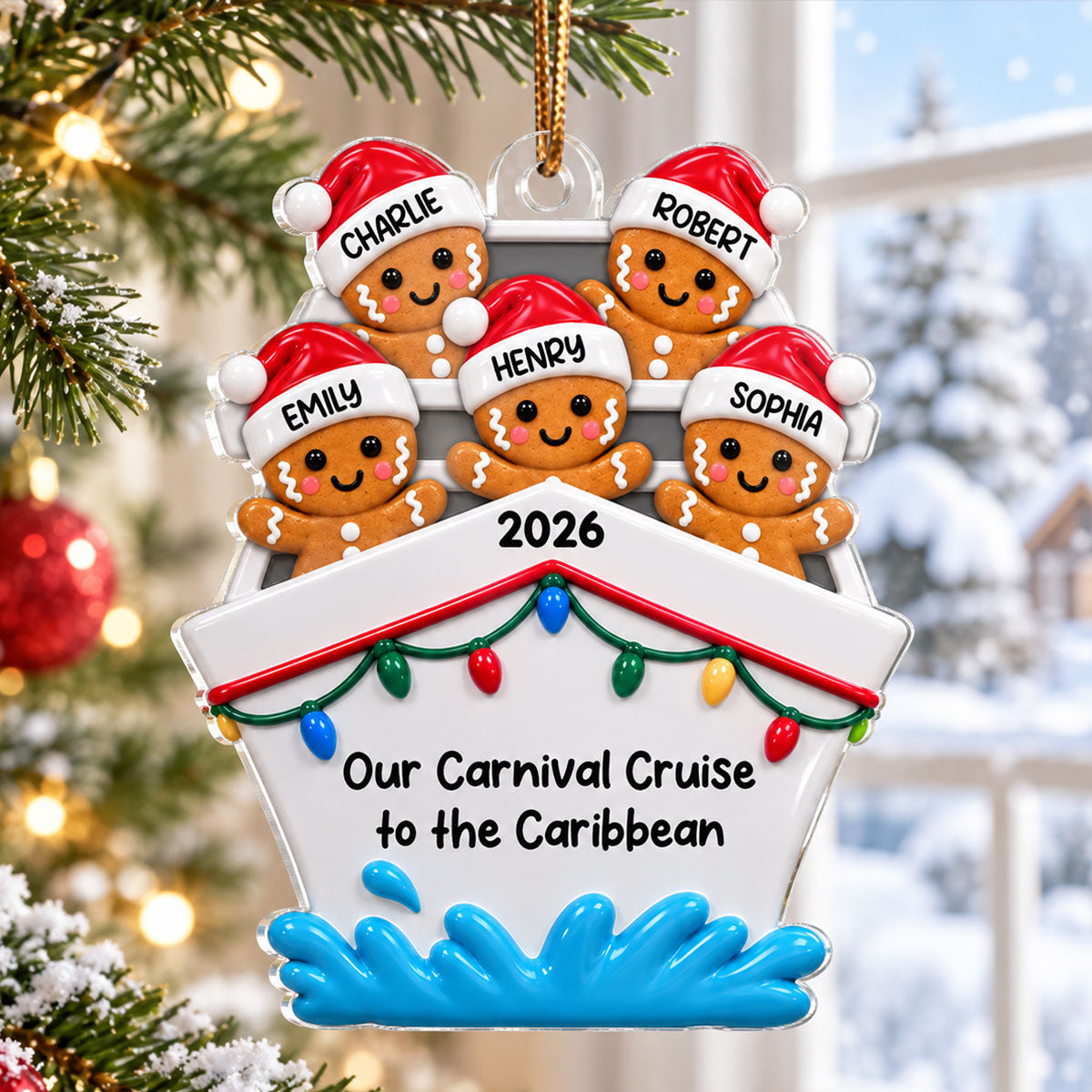 Couple Group Cruise Ship Vacation, Cruise Trip - Personalized Acrylic Ornament - Christmas Gift For Couple, Family, Friends, Group of Three, Four, Five, Six, Seven, Eight People Cruising