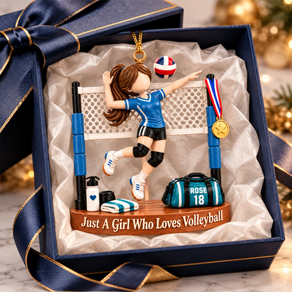 Personalized Volleyball Player Christmas Ornament, Custom Name, Number & Uniform Colors, Just a Girl Who Loves Volleyball Gift