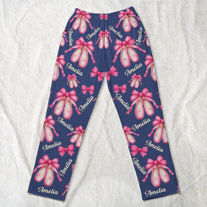 Coquette Bow Ballet Custom Name, Number Gift For Ballet Lover,Ballerina - Personalized Lounge Pants