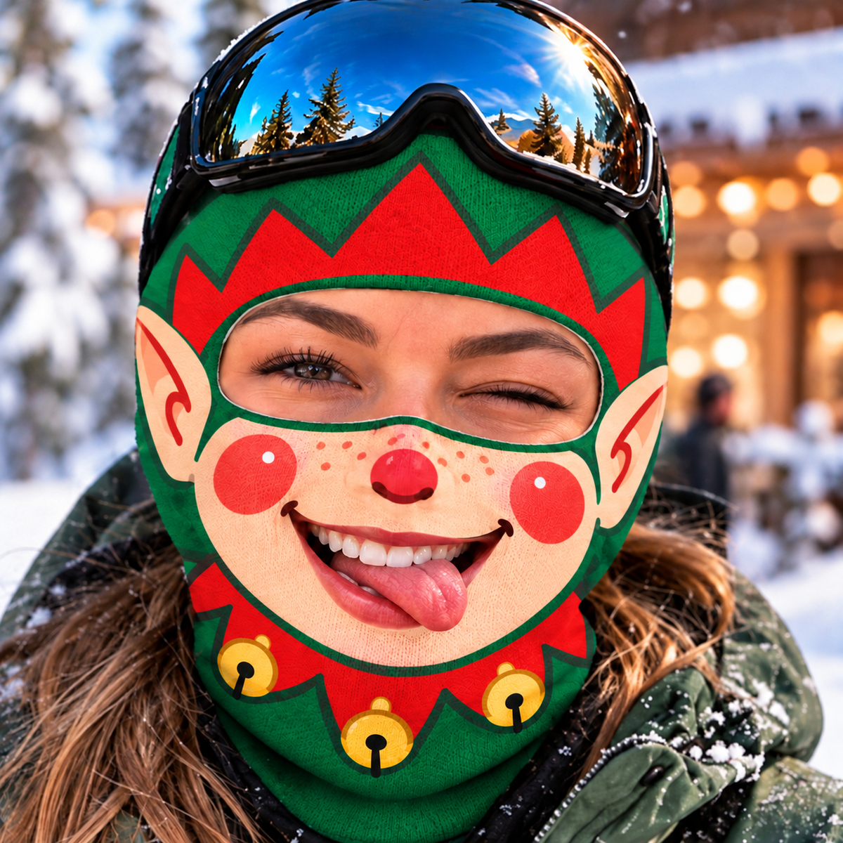 Funny Christmas Face Mask, Xmas Gift For Kids Skier Snowboarder - Personalized Mask