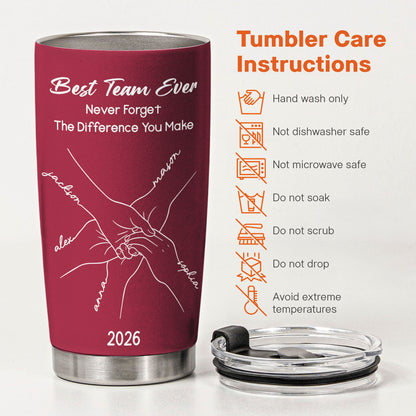 Best Team Ever Hand Line Art Gift For Coworker Teacher Nurse - Personalized Tumbler
