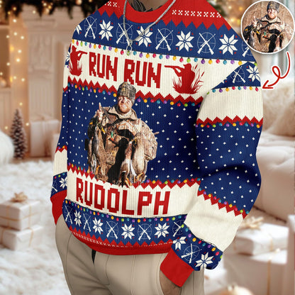 Custom Photo Merry Huntmas - Personalized Ugly Sweater Hunting Christmas Gifts For Dad, Grandpa, Husband TH10 896019