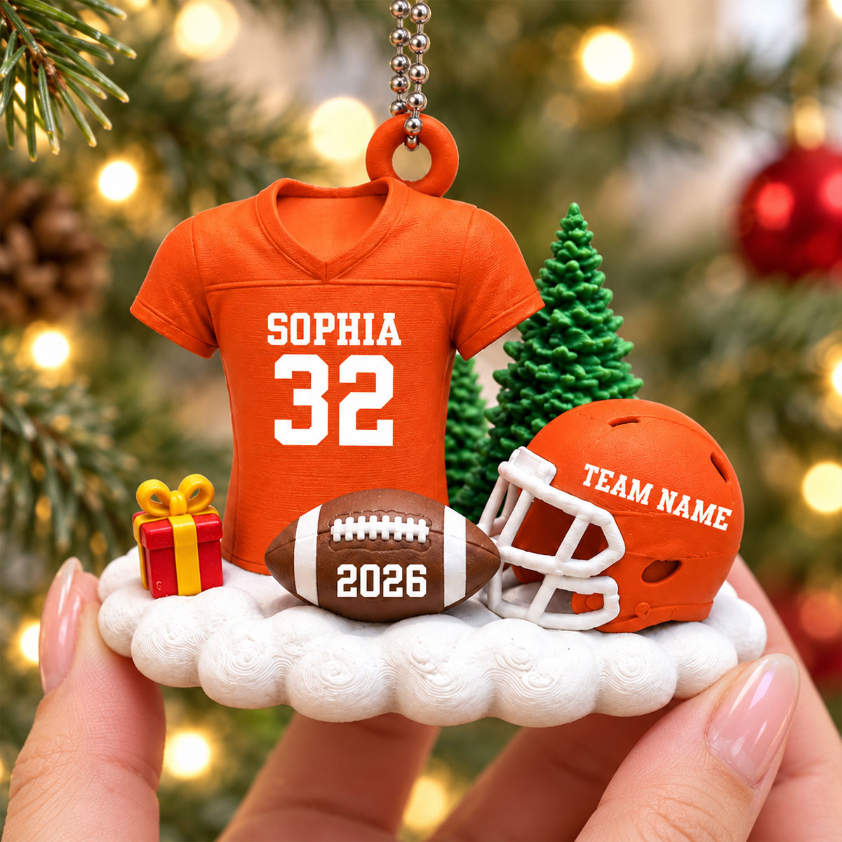 Proud American Football Player Uniform - Personalized 3D Printed Ornament - Real 3D Ornament, Christmas Gift For American Football Players, Grandson, Son, Granddaughter, Daughter