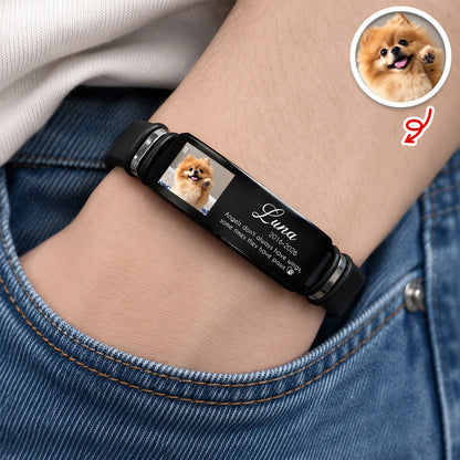 Custom Photo And Name Pet Memorial Wristband Bracelet - Forever In My Heart Pet Lover Gift LM32 669629
