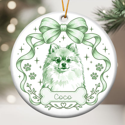 Pet Portrait Watercolor Preppy Coquette Aesthetic - Personalized Ornament