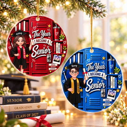 The Year I Became A Senior Locker - Personalized Acrylic Ornament - Graduation Gift For High School Senior, Daughter, Son, Grandkids