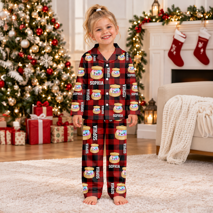 Custom Name Glitter Dumpling Bamboo Kids Christmas Pajamas TH10 171455