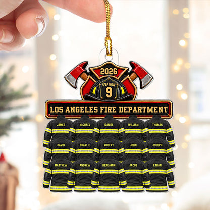 Firefighter Group Squad And Team - Personalized Acrylic Ornament - Christmas Gift For Firefighter Squad, Station, Department