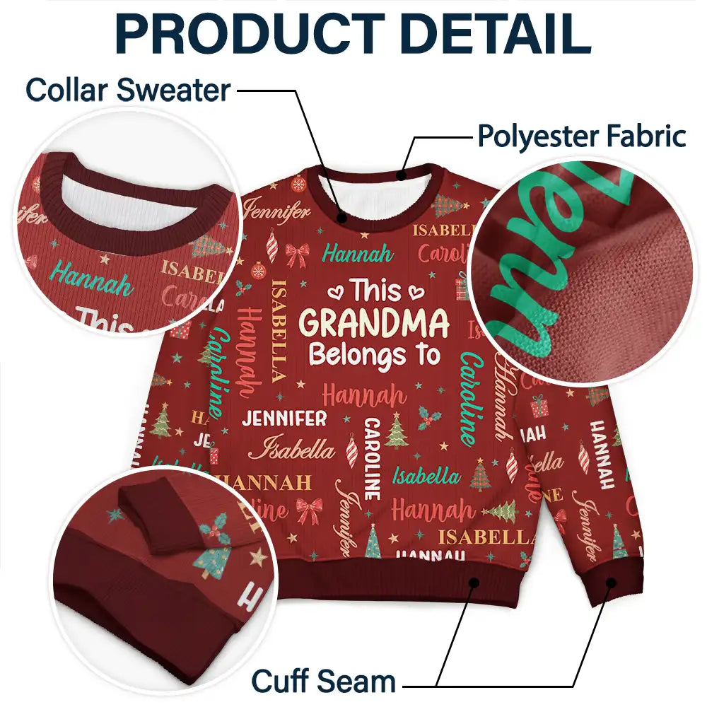 Christmas Gift For Grandma Nana - Personalized Kids Names Unisex Ugly Sweater