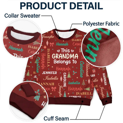 Christmas Gift For Grandma Nana - Personalized Kids Names Unisex Ugly Sweater