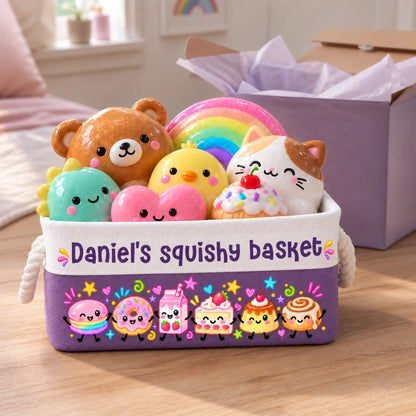 Custom Name Kawaii Squishy Collection Gifts for Kids - Personalized Storage Basket
