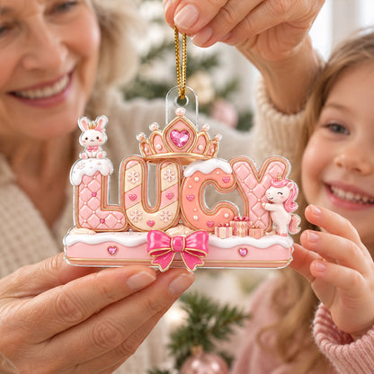 Custom Princess Unicorn Name - Personalized Acrylic Ornament - Christmas Gift for Daughter, Granddaughter, Niece