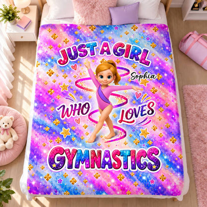 Pretty Gymnastic Girl Custom Name - Personalized Fleece Blanket - Christmas Gift For Gymnast, Daughter, Granddaughter