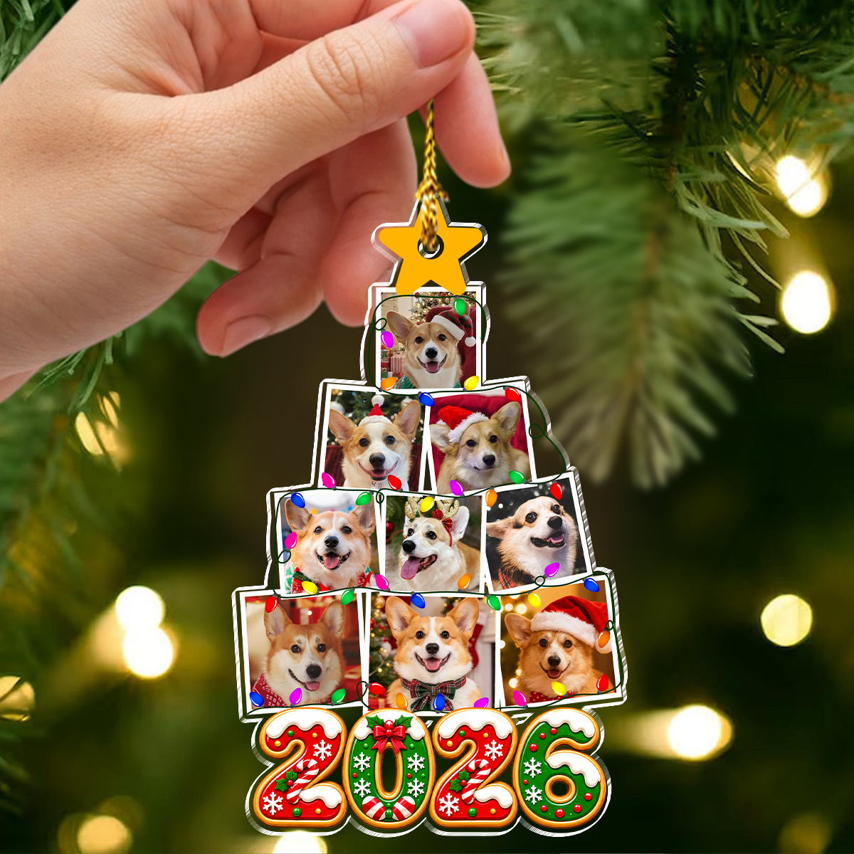 Custom Photo Dog With Christmas Tree Acrylic Ornament HO82 904154
