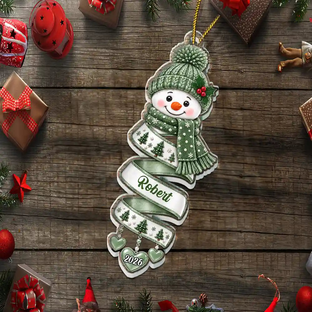 Christmas Gift For Kids Family Friends - Personalized Name Snowman Spiral Acrylic Ornament