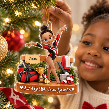 Just a Girl Who Loves Gymnastic - Personalized Acrylic Ornament - Christmas Gift for Daughter, Granddaughter, Niece