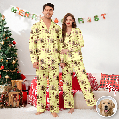 Custom Cute Dog Face Lovely Pattern Christmas Pajamas For Dog Lovers LM32 895725