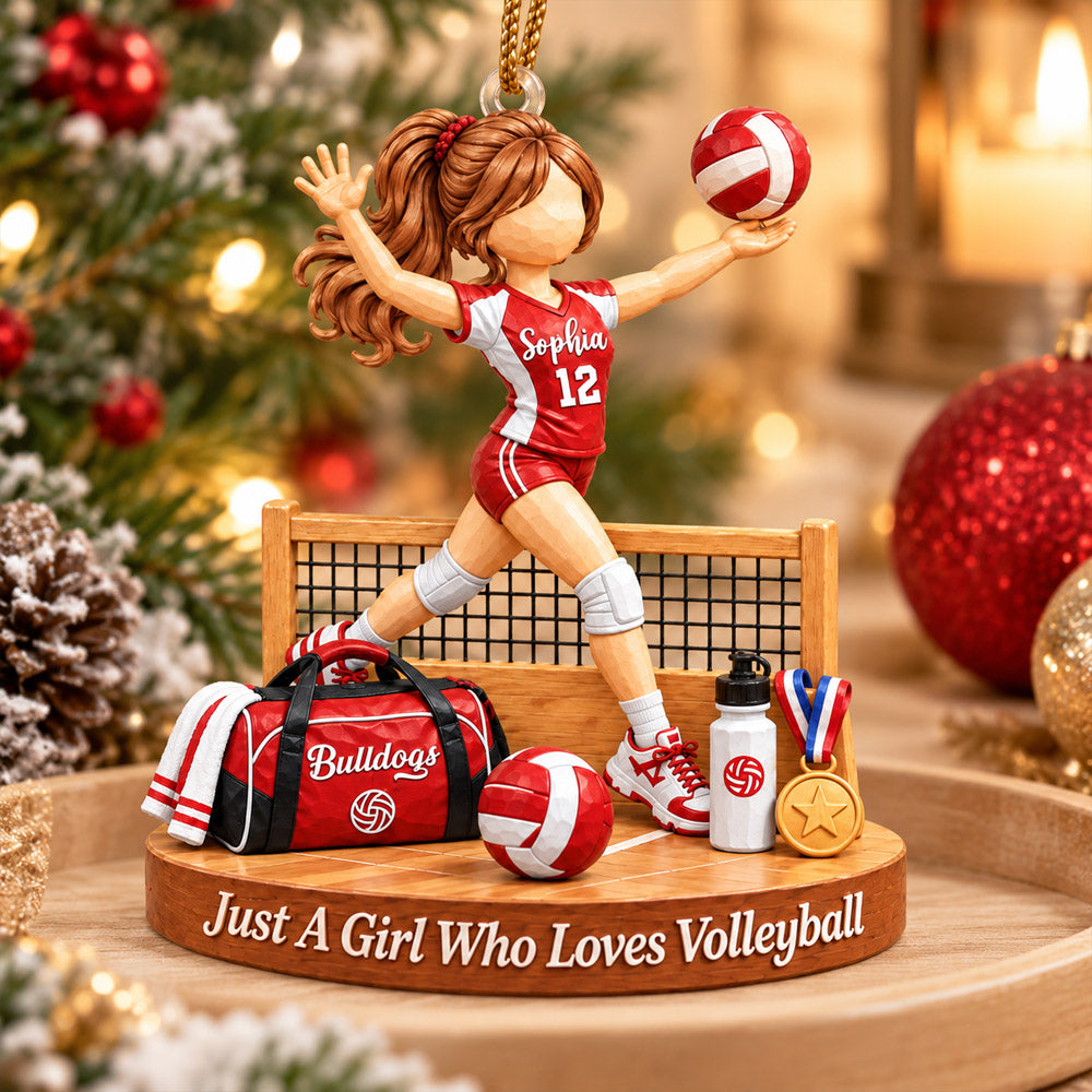 Just A Girl Who Loves Volleyball, Personalized Volleyball Girl Ornament, Custom Player Name Gift, Gift For Volleyball Lover MI209