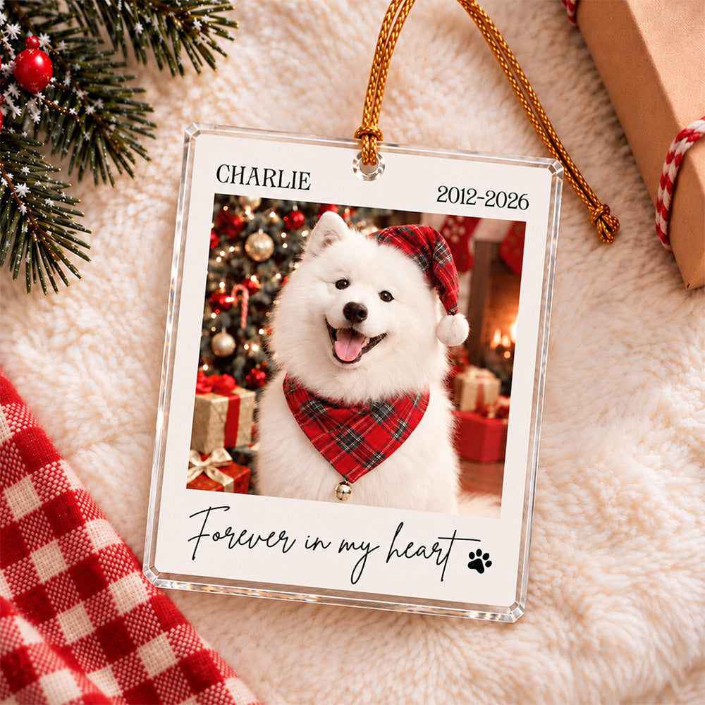 Custom Photo Forever In My Heart Acrylic Ornament Pet Loss Christmas Gifts LM32 670199