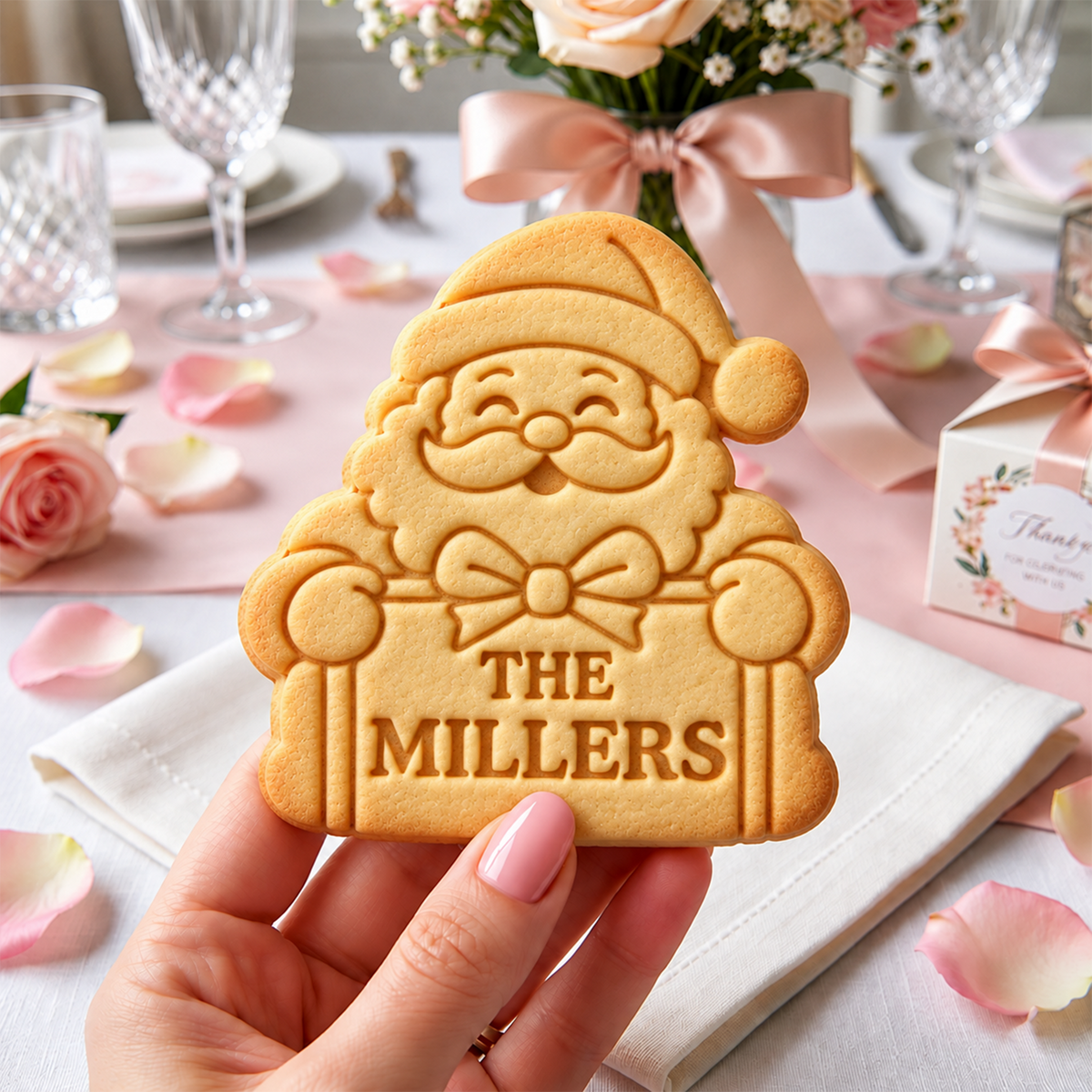 Personalized Family Name Santa Christmas Cookie Cutter & Stamp, Personalized Holiday Baking Gift CH07 181098