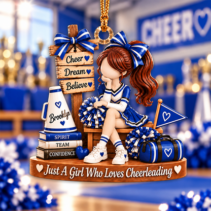 Personalized Cheerleader Christmas Ornament, Custom Name Cheerleading Gift for Girl, Cheer Team Ornament, Cheerleader Keepsake, Sports Gift