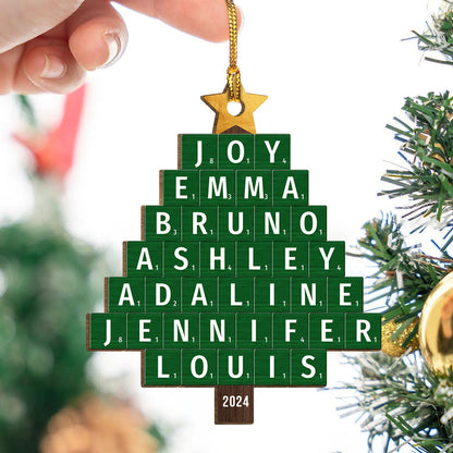 Christmas Tree Family Word Art Unique Christmas Decor Personalized Wooden Ornament