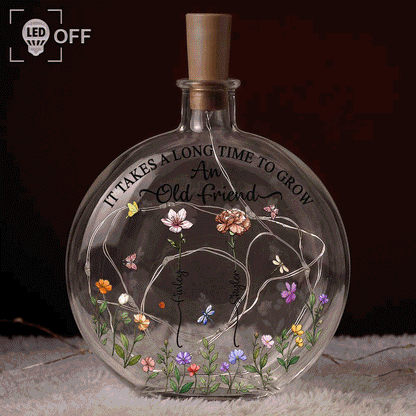 Lifelong Best Friend - Personalized Birth Month Flower Round Flat Bottle Light