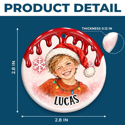 Custom Photo Name Christmas Gifts for Kids - Personalized Ceramic Ornament