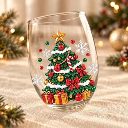 Personalized Santa Snowman Christmas Stemless Wine Glass Gift For Family CH07 180972