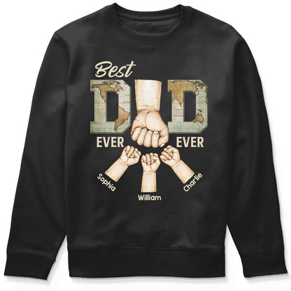 Best Dad Ever Ever Fist Bump With Kids Names Personalized Shirt
