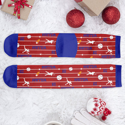 Custom Name & Number For Baseball, Softball, Soccer, Football, Hockey Lover - Personalized Socks
