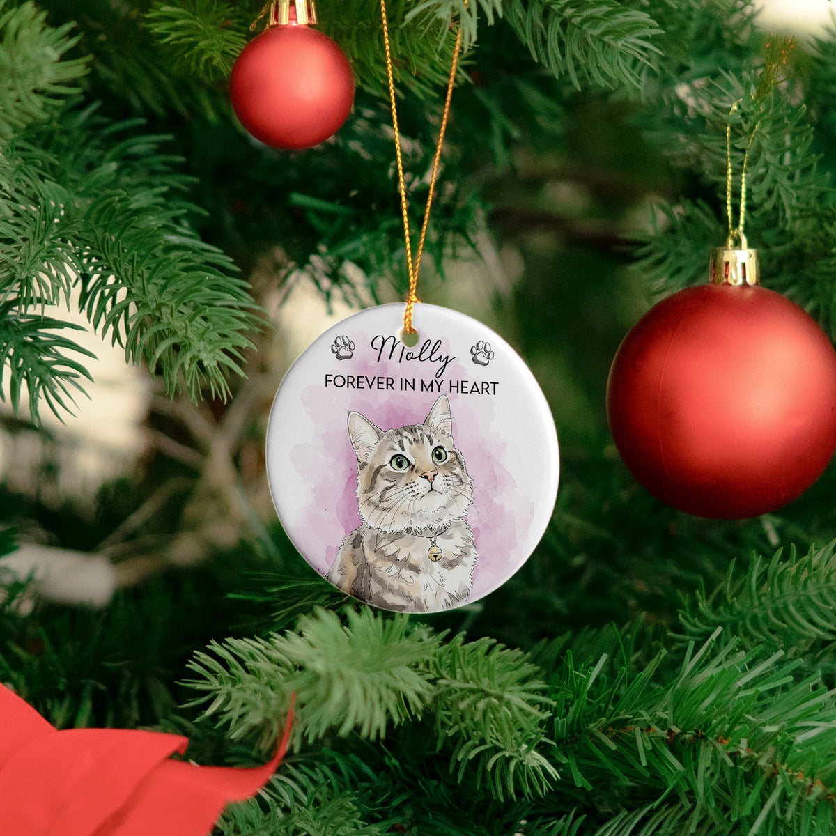 Custom Watercolor Pet Portrait Memorial Pet Loss Gift - Personalized Ornament