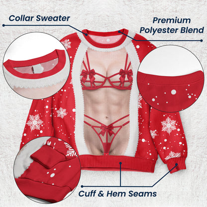 Funny 3D Lingerie T-Shirt, Body Illusion Tee, Sexy Costume Shirt, Novelty Party Top - Personalized Sweater
