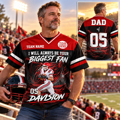 Personalized I Will Always Be Your Biggest Fan ,Custom Photo Jersey , Player Name & Number, Football Mom Gift Na02