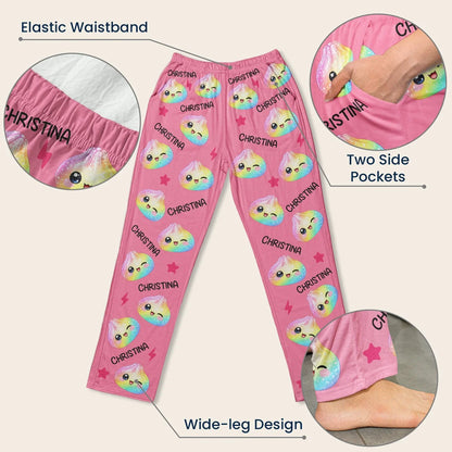 Cute Dumpling Custom Name Personalized Lounge Pants – Family Matching Pajama Pants For Adults & Kids