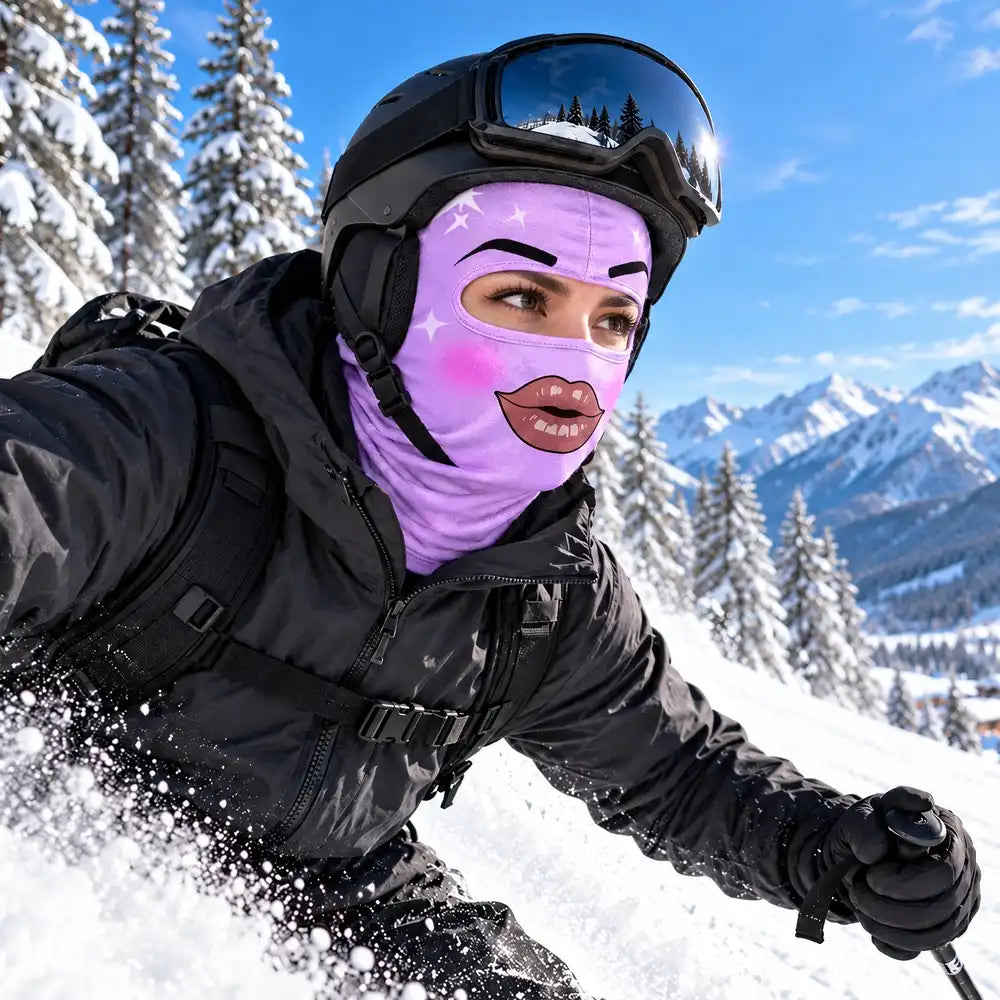 Funny Matching Gift For Skier Besties - Personalized Glam Face Balaclava Face Mask