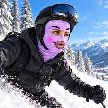 Funny Matching Gift For Skier Besties - Personalized Glam Face Balaclava Face Mask