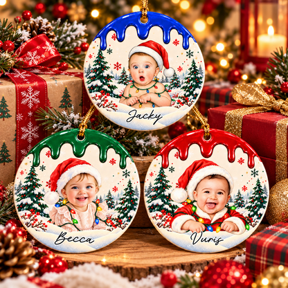 Custom Photo Christmas Portrait Gifts - Personalized Christmas Ornament - Little Hearts Full Of Joy