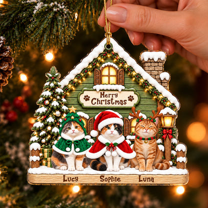 Custom Cat Photo Meowy Catmas Acrylic Ornament, Personalized Christmas Keepsake LM32 670367