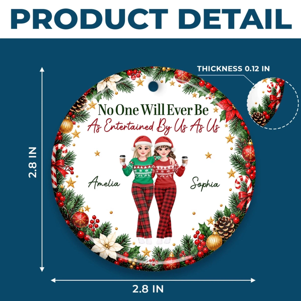 Custom Name Funny Christmas Gifts for Women - Personalized Ceramic Ornament