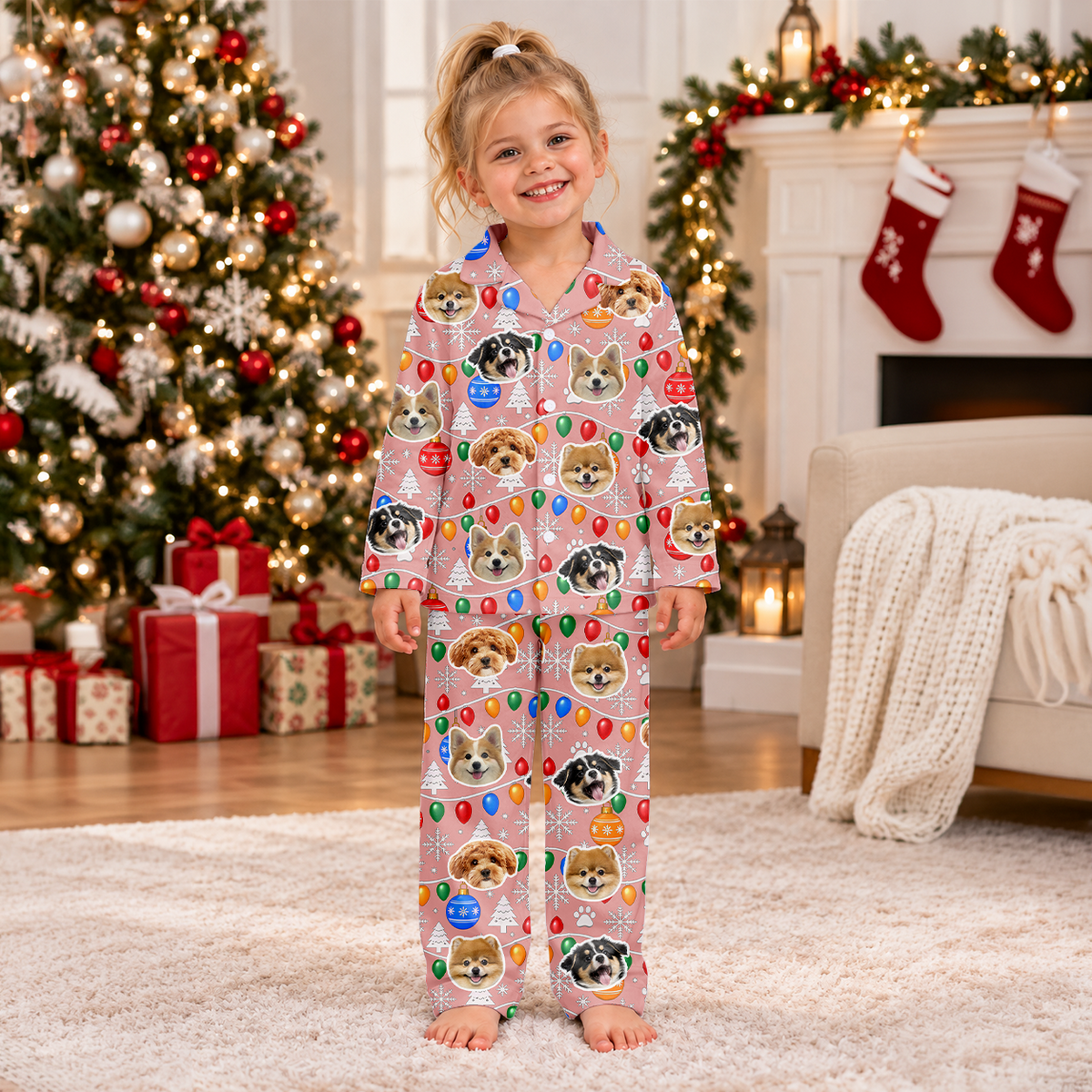 Personalized Pet Face Christmas Pajamas Holiday Gift For Kids LM32 670413