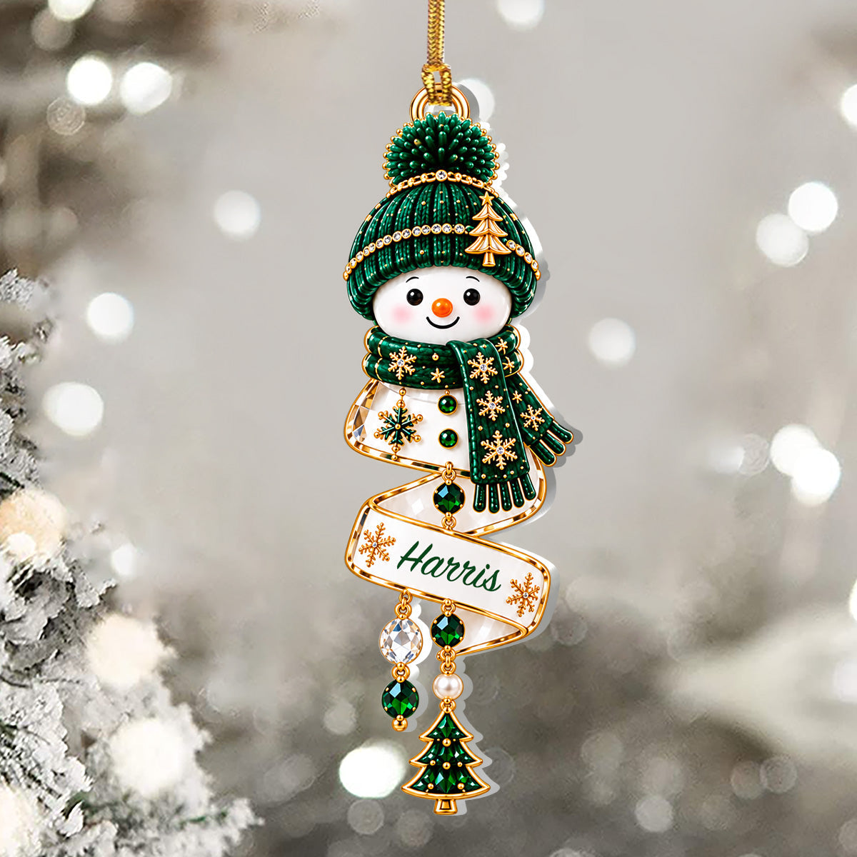 Christmas Snowman Spiral - Personalized 1-Layer Acrylic Ornament